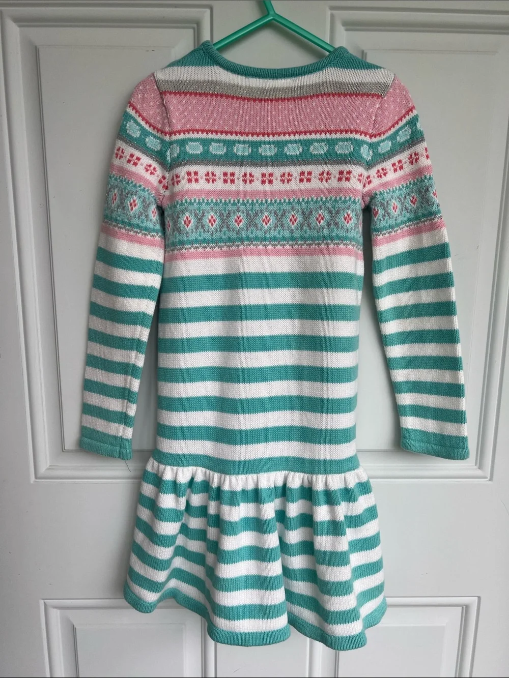 Gymboree Teal, Pink & White Striped Knit Dress